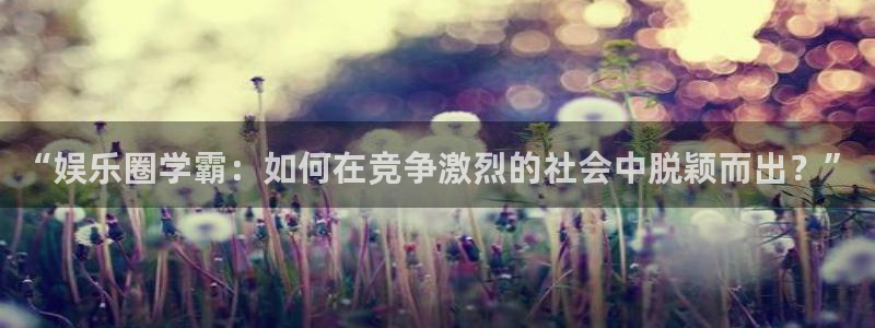 天富平台是正规平台吗：“娱乐圈学霸：如何在竞争激烈的社会中脱颖而出？”